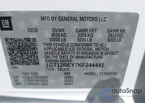 2019 GMC Sierra 2500Hd Slt from USA, damaged, VIN 1GT12REY7KF244441